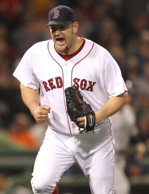 BOSTON - JUNE 11:  Brad Penny #36 of the Boston Red Sox reacts after striking out Hideki Matsui #55 of the New York Yankees in the sixth at Fenway Park on June 11, 2009 in Boston, Massachusetts.  (Photo by Jim Rogash/Getty Images)