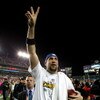 TAMPA, FL - FEBRUARY 01:  Quarterback Ben Roethlisberger #7 of the Pittsburgh Steelers celebrates on the field after their 27-23 win against the Arizona Cardinals during Super Bowl XLIII on February 1, 2009 at Raymond James Stadium in Tampa, Florida.  (Ph