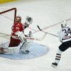 RALEIGH, NC - JUNE 14:  Fernando Pisani #34 of the Edmonton Oilers scores a short handed game winning goal past goaltender Cam Ward #30 of the Carolina Hurricanes in game five of the 2006 NHL Stanley Cup Finals on June 14, 2006 at the RBC Center in Raleig
