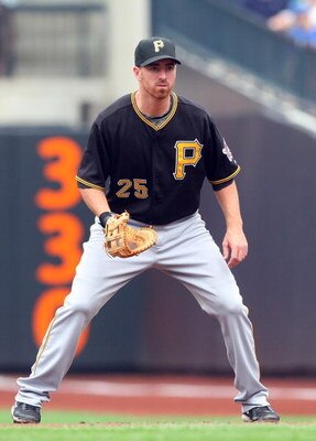 NEW YORK - MAY 09:  Adam LaRoche #25 of the Pittsburgh Pirates plays the field against the New York Mets on May 9, 2009 at Citi Field in the Flushing neighborhood of the Queens borough of New York City. The Mets defeated the Pirates 10-1.  (Photo by Jim M