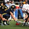 BERKELEY, CA - NOVEMBER 22:   Alex Mack #51 of the California Golden Bears lines up against the Stanford Cardinal during an NCAA football game on November 22, 2008 at Memorial Stadium in Berkeley, California.  (Photo by Jed Jacobsohn/Getty Images)