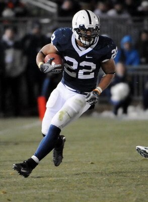 STATE COLLEGE - NOVEMBER 22: Evan Royster #22 of the Penn State Nittany Lions runs the ball against the Michigan State Spartans on November 22, 2008 at Beaver Stadium in State College, Pennsylvania. (Photo by Joe Sargent/Getty Images)