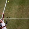 WIMBLEDON, ENGLAND - JULY 03:  Andy Roddick of USA serves during the men's singles semi final match against Andy Murray of Great Britain on Day Eleven of the Wimbledon Lawn Tennis Championships at the All England Lawn Tennis and Croquet Club on July 3, 20