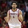 HOUSTON - APRIL 26:  Forward Luis Scola #4 of the Houston Rockets reacts during play against the Portland Trail Blazers in Game Four of the Western Conference Quarterfinals during the 2009 NBA Playoffs at Toyota Center on April 26, 2009 in Houston, Texas.