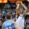 DALLAS - MAY 11:  Forward Dirk Nowitzki #41 of the Dallas Mavericks takes a shot against Linas Kleiza #43 of the Denver Nuggets in Game Four of the Western Conference Semifinals during the 2009 NBA Playoffs at American Airlines Center on May 11, 2009 in D