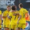 KANSAS CITY - JUNE 6:  Robbie Rogers #19, Gino Padula #4 , Guillermo Barros Schelotto #7 and Eddie Gaven #12 of the Columbus Crew celebrate against the Kansas City Wizards at CommunityAmerica Ballpark on June 6, 2009 in Kansas City, Kansas. (Photo by: Jam