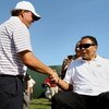 LOUISVILLE, KY - SEPTEMBER 18:  Phil Mickelson of the USA team meets with boxing great Muhammad Ali prior to the 2008 Ryder Cup at Valhalla Golf Club on September 18, 2008 in Louisville, Kentucky.  (Photo by Harry How/Getty Images)