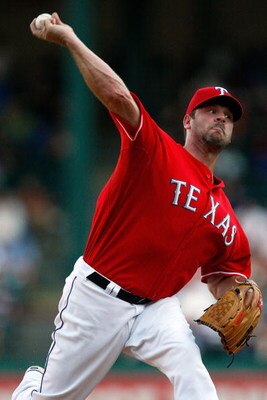 ARLINGTON, TX - JULY 1:  Pitcher Kevin Millwood #33 of the Texas Rangers throws against the Los Angeles Angels of Anaheim at Rangers Ballpark July 1, 2009 in Arlington, Texas.  (Photo by Ronald Martinez/Getty Images)