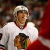 DETROIT - MAY 27:  Patrick Kane #88 of the Chicago Blackhawks looks on against the Detroit Red Wings during Game Five of the Western Conference Championship Round of the 2009 Stanley Cup Playoffs on May 27, 2009 at Joe Louis Arena in Detroit, Michigan. Th