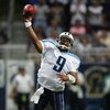 ST. LOUIS - SEPTEMBER 25: Steve McNair #9 of the Tennessee Titans passes the ball against the St. Louis Rams on September 25, 2005 at the Edward Jones Dome  in St. Louis, Missouri. The St. Louis Rams defeated the Tennessee Titans 31-27. (Photo by Elsa/Get