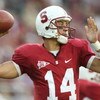 STANFORD, CA - SEPTEMBER 20:  Quarterback Tavita Pritchard #14 of the Stanford Cardinal passes against the San Jose State Spartans at Stanford Stadium on September 20, 2008 in Stanford, California.  (Photo by Jed Jacobsohn/Getty Images)