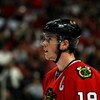 CHICAGO - MAY 07:  Jonathan Toews #19 of the Chicago Blackhawks looks on against the Vancouver Canucks during Game Four of the Western Conference Semifinal Round of the 2009 Stanley Cup Playoffs on May 7, 2009 at the United Center in Chicago, Illinois.  (