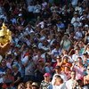 WIMBLEDON, ENGLAND - JULY 05:  Roger Federer of Switzerland celebrates victory with the trophy after the men's singles final match against Andy Roddick of USA on Day Thirteen of the Wimbledon Lawn Tennis Championships at the All England Lawn Tennis and Cr