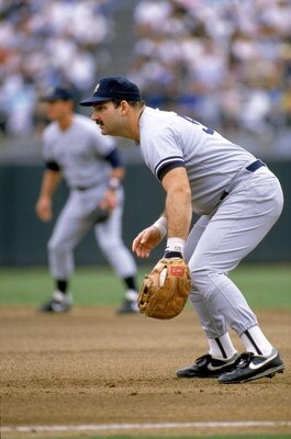 1989:  Steve Balboni #50 of the New York Yankees readies for a play during a 1989 season game.  Steve Balboni played for the New York Yankees from 1981-1983 and 1989-1990. (Photo by Otto Greule Jr/Getty Images)