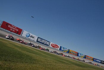 JOLIET, IL - JULY 14:   The start of the NASCAR Winston Cup Tropicana 400 at Chicagoland Speedway in Joliet, Illinois. (Photo by Jonathan Ferrey/Getty Images)