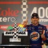 DAYTONA BEACH, FL - JULY 04: Tony Stewart, driver of the #14 Burger King Chevrolet, celebrates in victory lane after winning the NASCAR Sprint Cup Series 51st Annual Coke Zero 400 at Daytona International Speedway on July 4, 2009 in Daytona Beach, Florida