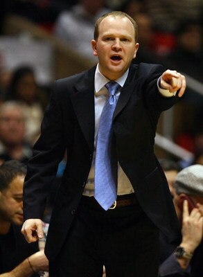 EAST RUTHERFORD, NJ - JANUARY 15:  Head coach Lawrence Frank of the New Jersey Nets shouts instructions to his team during their game against the Portland Trail Blazers during their game at the Izod Center January 15, 2009 in East Rutherford, New Jersey. 