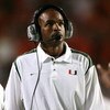 MIAMI - NOVEMBER 13:  Head coach Randy Shannon of the Miami Hurricanes looks up toward the scoreboard while taking on the Virginia Tech Hokies at Dolphin Stadium on November 13, 2008 in Miami, Florida. Miami defeated Virginia Tech 16-14.  (Photo by Doug B