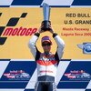 MONTEREY, CA - JULY 5:  Dani Pedrosa of Spain rider of the #3 Repsol Honda celebrates after winning the Moto GP Red Bull U. S. Grand Prix at the Mazda Raceway Laguna Seca on July 5, 2009 in Monterey, California.  (Photo by Robert Laberge/Getty Images)