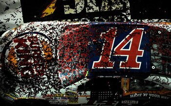 DAYTONA BEACH, FL - JULY 04: A view of confetti on the #14 Burger King Chevrvolet, after post race celbration in victory lane prior to Tony Stewart (not pictured) winning the NASCAR Sprint Cup Series 51st Annual Coke Zero 400 at Daytona International Spee