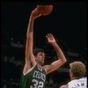 Forward Kevin McHale of the Boston Celtics shoots the ball during a game versus the Milwaukee Bucks at the Bradley Center in Milwaukee, Wisconsin.