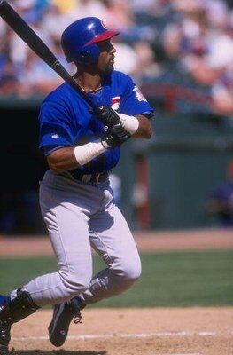 28 Mar 1998:  Outfielder Lance Johnson of the Chicago Cubs in action during a spring training game against the Texas Rangers at the Ballpark in Arlington in Arlington, Texas. The Rangers defeated the Cubs 14-10. Mandatory Credit: Jonathan Daniel  /Allspor