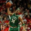 CHICAGO - APRIL 30: Paul Pierce #34 of the Boston Celtics leaps to catch a pass against the Chicago Bulls  in Game Six of the Eastern Conference Quarterfinals during the 2009 NBA Playoffs at the United Center on April 30, 2009 in Chicago, Illinois. The Bu
