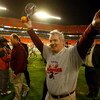 MIAMI - JANUARY 01:  Head coach Frank Beamer of the Virginia Tech Hokies celebrates after defeating the Cincinnati Bearcats to win the FedEx Orange Bowl at Dolphin Stadium on January 1, 2009 in Miami, Florida.  (Photo by Streeter Lecka/Getty Images)