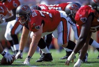14 Nov 1999: Brad Culpepper #77 of the Tampa Bay Buccaneers gets ready to move at the snap during the game against the Kansas City Chiefs at the Raymond James Stadium in Tampa, Florida. The Buccaneers defeated the Chiefs 17-10. Mandatory Credit: Andy Lyon