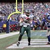 EAST RUTHERFORD, NJ - JANUARY 11:  Brent Celek #87 of the Philadelphia Eagles catches a pass in the end zone during the NFC Divisional Playoff Game against the New York Giants on January 11, 2009 at Giants Stadium in East Rutherford, New Jersey. The Eagle