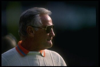 20 Nov 1994:  Miami Dolphins head coach Don Shula looks on during a game against the Pittsburgh Steelers at Three Rivers Stadium in Pittsburgh, Pennsylvania.  The Steelers won the game in overtime, 16-13. Mandatory Credit: Doug Pensinger  /Allsport