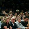 NEW YORK - MARCH 9:  WWE wrestlers (L-R) Triple H, Ric Flair, Randy Orton and Batista sit courtside at the New York Knicks v Boston Celtics  NBA game March 9, 2004 at Madison Square Garden in New York City.   (Photo by Ray Amati/Getty Images)
