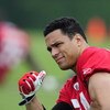 FLOWERY BRANCH, GA - MAY 9: Tight end Tony Gonzalez #88 of the Atlanta Falcons stretches during minicamp at the Falcons Complex on May 9, 2009 in Flowery Branch, Georgia.  (Photo by Paul Abell/Getty Images)