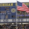 ANN ARBOR, MI - NOVEMBER 4:  Detail of the scoreboard displaying the final score at the NCAA football game between the Ball State Cardinals and the Michigan Wolverines on November 4, 2006 at Michigan Stadium in Ann Arbor, Michigan. Michigan won 34-26. (Ph