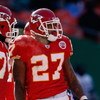 KANSAS CITY, MO - DECEMBER 21:  Larry Johnson #27 of the Kansas City Chiefs looks on during the game against the Miami Dolphins on December 21, 2008 at Arrowhead Stadium in Kansas City, Missouri. (Photo by Jamie Squire/Getty Images)