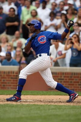CHICAGO - JUNE 18:  Alfonso Soriano #12 of the Chicago Cubs bats against the Chicago White Sox during the game on June 18, 2009 at Wrigley Field in Chicago, Illinois. (Photo by Jonathan Daniel/Getty Images)
