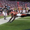 HOUSTON - OCTOBER 26: Wide receiver Chad Johnson #85 of the Cincinnati Bengals can't reach an attempted touchdown pass against the Houston Texans on October 26, 2008 at Reliant Stadium in Houston, Texas. (Photo by Stephen Dunn/Getty Images)