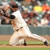SAN FRANCISCO - MAY 02:  Pablo Sandoval #48 of the San Francisco Giants throws to first base to get Garrett Atkins of the Colorado Rockies out on May 2, 2009 at AT&T Park in San Francisco, California.  (Photo by Ezra Shaw/Getty Images)