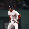 BOSTON - OCTOBER 4:  Shortstop Nomar Garciaparra #5 of the Boston Red Sox leads off a base against the Oakland Athletics during game three of the American League Division Series at Fenway Park on October 4, 2003 in Boston, Massachusetts.  The Red Sox defe