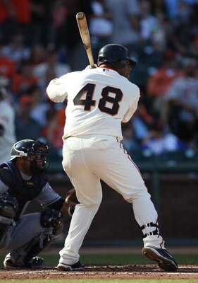 SAN FRANCISCO - MAY 17:  Pablo Sandoval #48 of the San Francisco Giants bats against the New York Mets during a Major League Baseball game on May17, 2009 at AT&T Park in San Francisco, California.  (Photo by Jed Jacobsohn/Getty Images)