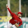 FT. MYERS, FL - MARCH 3: Manny Delcarmen #17 of the Boston Red Sox delivers the pitch during a Spring Training game at City of Palms Park March 3, 2007 in Ft. Myers, Florida. Philadelphia won the game 12-9. (Photo by Gregory Shamus/Getty Images)