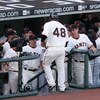 SAN FRANCISCO - MAY 17:  Pablo Sandoval #48 of the San Francisco Giants is congratulated by teammates after he scored on a hit by Bengie Molina in the first inning of their game against the New York Mets at AT&T Park on May 17, 2009 in San Francisco, Cali