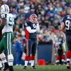 ORCHARD PARK, NY - NOVEMBER 02: Rian Lindell #9 of the Buffalo Bills reacts to missing a 42 yard field goal in the fourth quarter against the New York Jets  on November 2, 2008 at Ralph Wilson Stadium in Orchard Park, New York. New York won 26-17. (Photo 