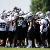 ALAMEDA, CA - MAY 08:  The Oakland Raiders huddle together during the Raiders minicamp at the team's permanent training facility on May 8, 2009 in Alameda, California.  (Photo by Ezra Shaw/Getty Images)
