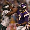 MINNEAPOLIS - JANUARY 04:  Akeem Jordan #56 of the Philadelphia Eagles is called for roughing the passer as he hits Tarvaris Jackson #7 of the Minnesota Vikings during the NFC Wild Card playoff game on January 4, 2009 at the Hubert H. Humphrey Metrodome i
