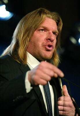 NEW YORK - MARCH 11:  Wrestler Triple H attends a press conference to promote Wrestlemania XX at Planet Hollywood March 11, 2004 in New York City.  (Photo by Peter Kramer/Getty Images)