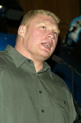NEW YORK - MARCH 11:  Wrestler Brock Lesnar attends a press conference to promote Wrestlemania XX at Planet Hollywood March 11, 2004 in New York City.  (Photo by Peter Kramer/Getty Images)