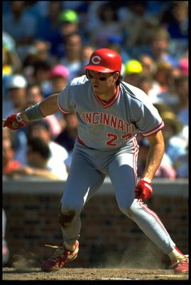 1991:  CINCINNATI REDS BATTER HAL MORRIS RUNS TO FIRST BASE AFTER MAKING CONTACT WITH A PITCH, DURING THE REDS VERSUS CHICAGO CUBS GAME AT WRIGLY FIELD IN CHICAGO, ILLINOIS.