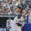 FLUSHING-APRIL 1 : Mo Vaughn of the New York Mets in action during the Opening Day Game against the Seattle Mariners at Shea Stadium in Flushing, New York on April 1, 2002. (Photo by Jed Jacobsohn/Getty Images)