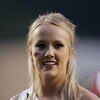 FAYETTEVILLE, AR - SEPTEMBER 2:  A female cheerleader of the Arkansas Razorbacks looks on during the game against the University of Southern California Trojans on September 2, 2006 at Donald W. Reynolds Razorback Stadium in Fayetteville, Arkansas.  Southe